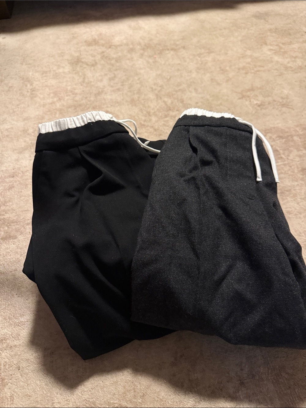 Zara Black Kids Bottoms with White Waistband and Drawstring- Trousers